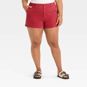 High-Rise Trouser Shorts Red SZ16 responsible style preppy coastal beach resort